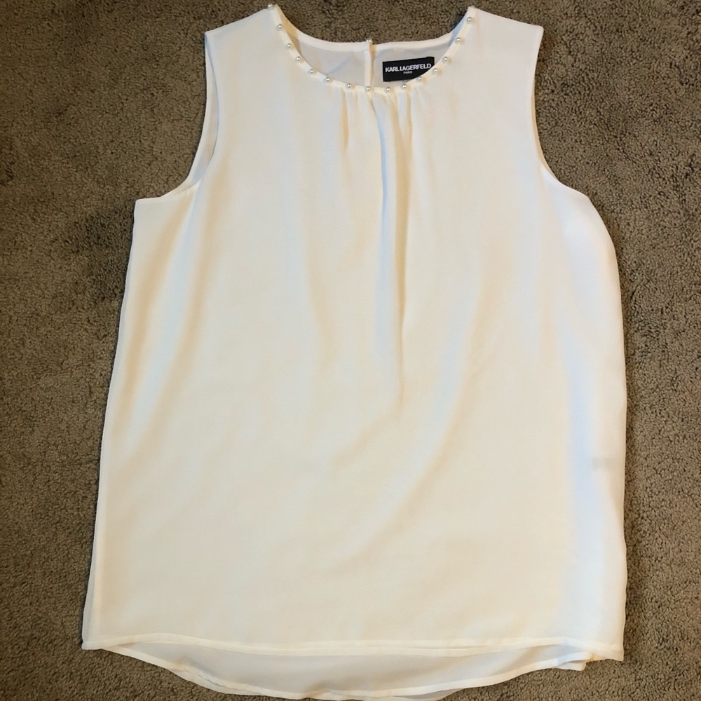 Karl Lagerfeld White Pearl Tank - Sz M